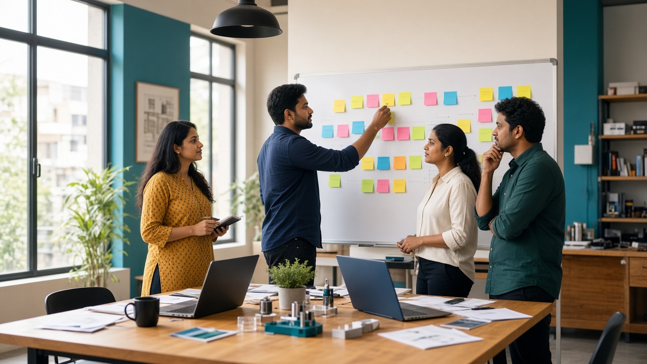 Team mapping a custom business workflow