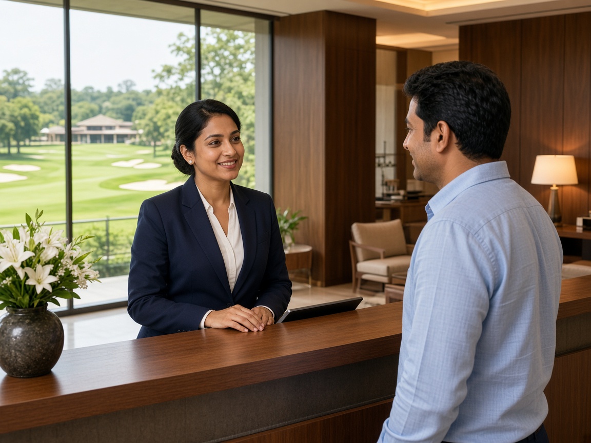 Private club reception and member check-in