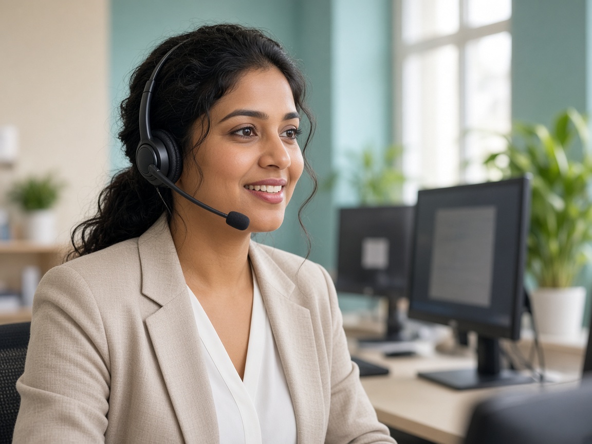 Voice specialist handling customer calls